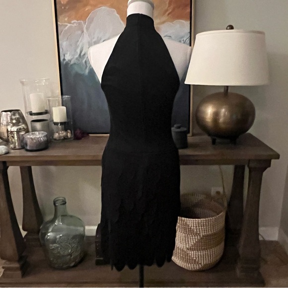 Tadashi Shoji Little Black Dress High Neck Tie Tiered Cocktail LBD XS - Picture 8 of 11